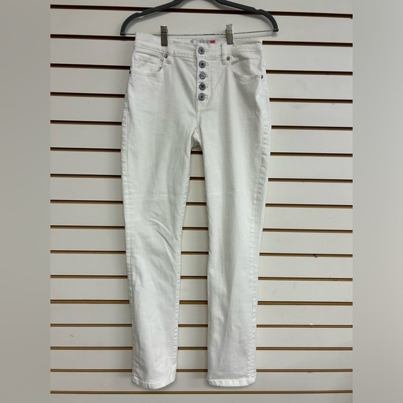Cabi‎ 6284 Button Fly Straight Leg Jeans White Size 2 EUC Stretch EUC - Picture 1 of 8